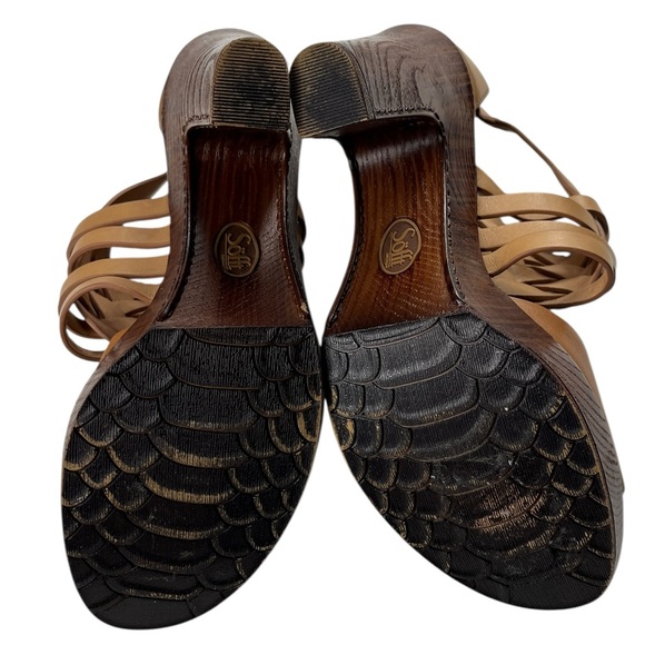 Sofft Ohanna Tan Leather Upper Chunky Heeled Platform Sandals Sofft Size 8 M - Picture 9 of 16